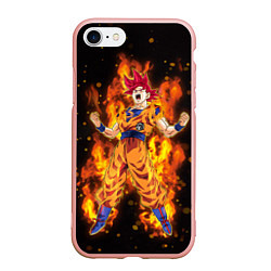Чехол iPhone 7/8 матовый Fire Goku, цвет: 3D-светло-розовый