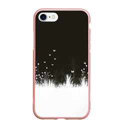 Чехол iPhone 7/8 матовый Ночная полянка, цвет: 3D-светло-розовый