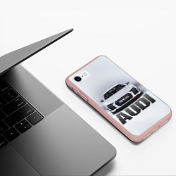 Чехол iPhone 7/8 матовый Audi серебро, цвет: 3D-светло-розовый — фото 2