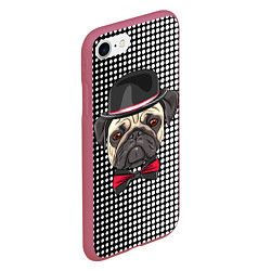 Чехол iPhone 7/8 матовый Mr Pug, цвет: 3D-малиновый — фото 2