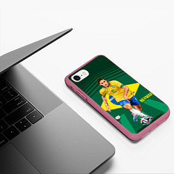 Чехол iPhone 7/8 матовый Neymar Brazilian, цвет: 3D-малиновый — фото 2