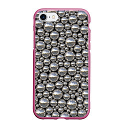 Чехол iPhone 7/8 матовый Серебряные шары, цвет: 3D-малиновый