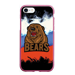 Чехол iPhone 7/8 матовый Russian bears, цвет: 3D-малиновый