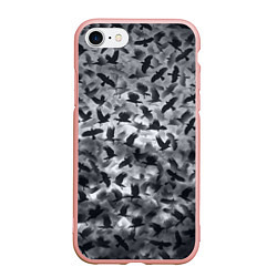 Чехол iPhone 7/8 матовый Вороны, цвет: 3D-светло-розовый