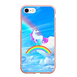 Чехол iPhone 7/8 матовый Единорог, цвет: 3D-светло-розовый