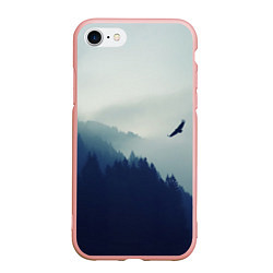 Чехол iPhone 7/8 матовый Орел над Лесом, цвет: 3D-светло-розовый