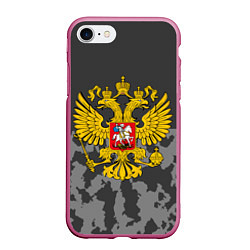 Чехол iPhone 7/8 матовый Родной камуфляж РФ, цвет: 3D-малиновый