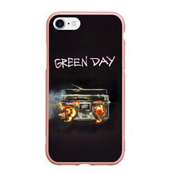 Чехол iPhone 7/8 матовый Green Day магнитофон в огне, цвет: 3D-светло-розовый