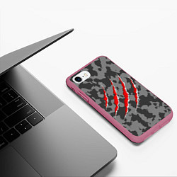 Чехол iPhone 7/8 матовый Камуфляж Егеря, цвет: 3D-малиновый — фото 2
