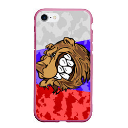 Чехол iPhone 7/8 матовый Русский Медведь, цвет: 3D-малиновый
