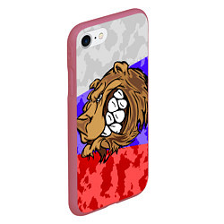 Чехол iPhone 7/8 матовый Русский Медведь, цвет: 3D-малиновый — фото 2