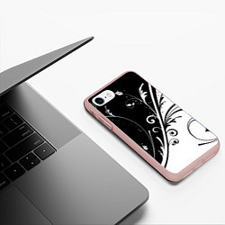 Чехол iPhone 7/8 матовый Цветочный узор, цвет: 3D-светло-розовый — фото 2