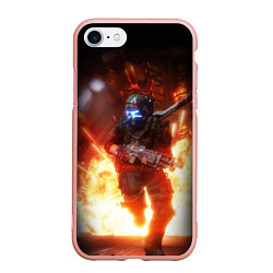 Чехол iPhone 7/8 матовый Titanfall fighter runs, цвет: 3D-светло-розовый