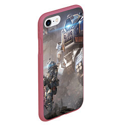 Чехол iPhone 7/8 матовый Titanfall, цвет: 3D-малиновый — фото 2