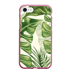 Чехол iPhone 7/8 матовый Тропический папоротник, цвет: 3D-малиновый