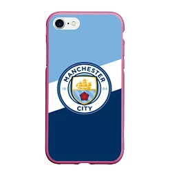 Чехол iPhone 7/8 матовый FC Manchester City: Colors, цвет: 3D-малиновый