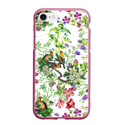Чехол iPhone 7/8 матовый Райский остров, цвет: 3D-малиновый