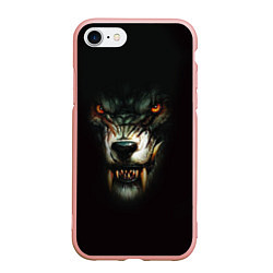 Чехол iPhone 7/8 матовый Оскал волка, цвет: 3D-светло-розовый