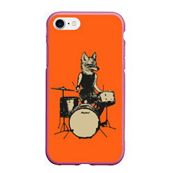 Чехол iPhone 7/8 матовый Drums Fox, цвет: 3D-малиновый