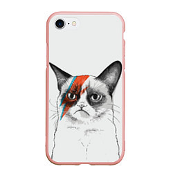Чехол iPhone 7/8 матовый David Bowie: Grumpy cat, цвет: 3D-светло-розовый