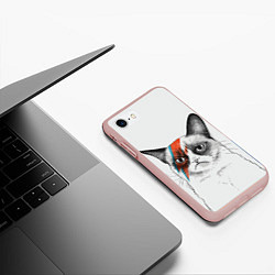 Чехол iPhone 7/8 матовый David Bowie: Grumpy cat, цвет: 3D-светло-розовый — фото 2