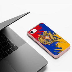 Чехол iPhone 7/8 матовый Герб и флаг Армении, цвет: 3D-светло-розовый — фото 2