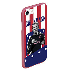 Чехол iPhone 7/8 матовый Griezmann: Atletico Star, цвет: 3D-малиновый — фото 2