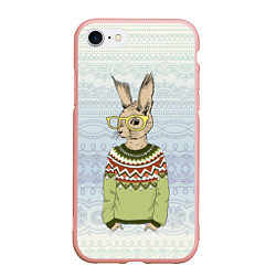Чехол iPhone 7/8 матовый Кролик хипстер, цвет: 3D-светло-розовый