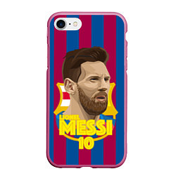 Чехол iPhone 7/8 матовый FCB Lionel Messi, цвет: 3D-малиновый
