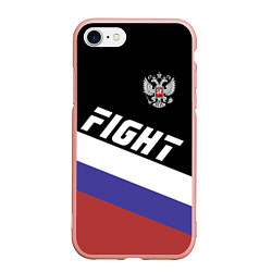 Чехол iPhone 7/8 матовый Fight Russia, цвет: 3D-светло-розовый
