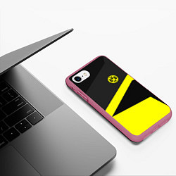 Чехол iPhone 7/8 матовый FC Borussia: Sport Geometry, цвет: 3D-малиновый — фото 2