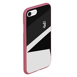 Чехол iPhone 7/8 матовый FC Juventus: Sport Geometry, цвет: 3D-малиновый — фото 2
