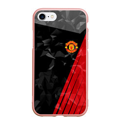Чехол iPhone 7/8 матовый FC Manchester United: Abstract, цвет: 3D-светло-розовый