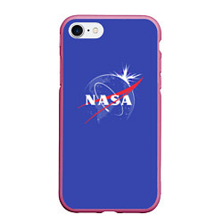 Чехол iPhone 7/8 матовый NASA: Blue Space, цвет: 3D-малиновый