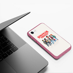 Чехол iPhone 7/8 матовый Stranger Things Friends, цвет: 3D-малиновый — фото 2