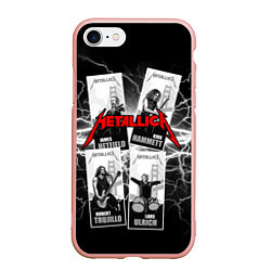 Чехол iPhone 7/8 матовый Metallica Band, цвет: 3D-светло-розовый