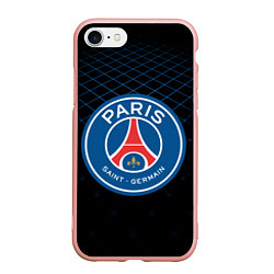 Чехол iPhone 7/8 матовый FC PSG: Blue Lines, цвет: 3D-светло-розовый