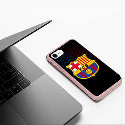Чехол iPhone 7/8 матовый FC Barcelona Lines, цвет: 3D-светло-розовый — фото 2