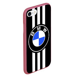Чехол iPhone 7/8 матовый BMW: White Strips, цвет: 3D-малиновый — фото 2