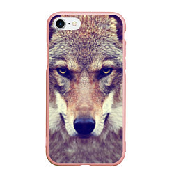 Чехол iPhone 7/8 матовый Angry Wolf, цвет: 3D-светло-розовый