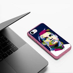 Чехол iPhone 7/8 матовый Cristiano Ronaldo Art, цвет: 3D-малиновый — фото 2