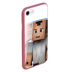 Чехол iPhone 7/8 матовый Minecraft: White Creeper, цвет: 3D-малиновый — фото 2