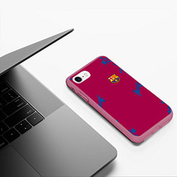 Чехол iPhone 7/8 матовый FC Barcelona: Purple Original, цвет: 3D-малиновый — фото 2