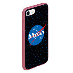 Чехол iPhone 7/8 матовый Bitcoin NASA, цвет: 3D-малиновый — фото 2