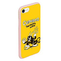 Чехол iPhone 7/8 матовый Cuphead: Black Devil, цвет: 3D-светло-розовый — фото 2