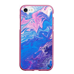Чехол iPhone 7/8 матовый Tie-Dye Blue & Violet, цвет: 3D-малиновый