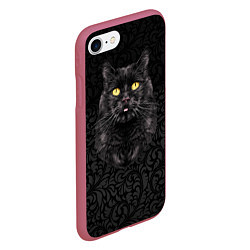 Чехол iPhone 7/8 матовый Чёрный котик, цвет: 3D-малиновый — фото 2