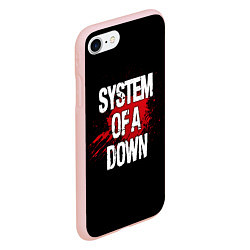 Чехол iPhone 7/8 матовый System of a Down Blood, цвет: 3D-светло-розовый — фото 2