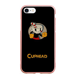 Чехол iPhone 7/8 матовый Cuphead: Black Mugman, цвет: 3D-светло-розовый