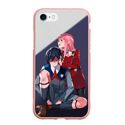 Чехол iPhone 7/8 матовый Darling in the FranXX, цвет: 3D-светло-розовый